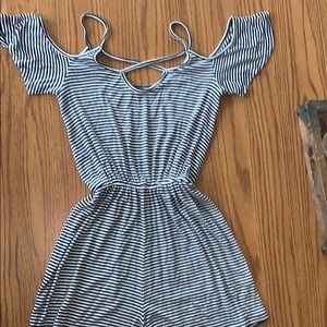 Navy and white romper